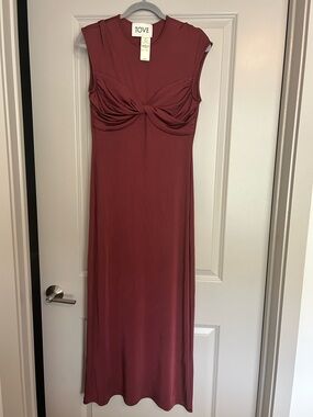 TOVE Twist-Front Maxi Dress in Burgundy